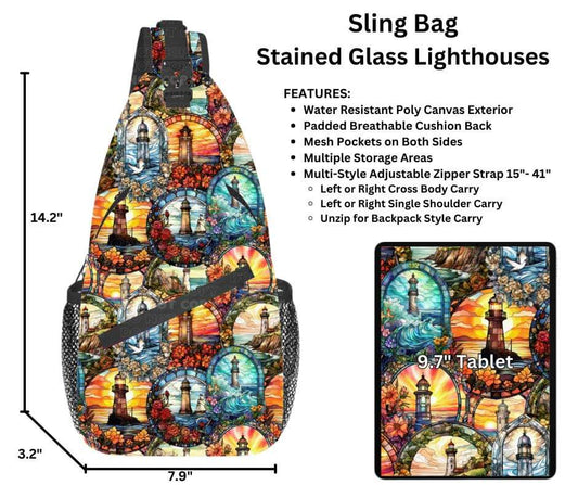 Stained Glass Lighthouses Sling Bag - Alonna's Legging Land