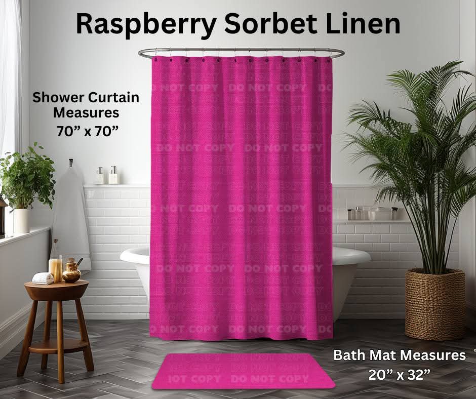 Raspberry Sorbet Linen Custom Shower Curtain and/or Bath Mat – Alonna's ...