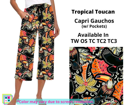 Tropical Toucan Capri Gauchos