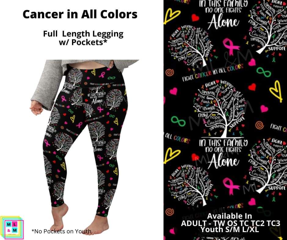 Cancer in All Colors Full Length Leggings w/ Pockets - Alonna's Legging Land