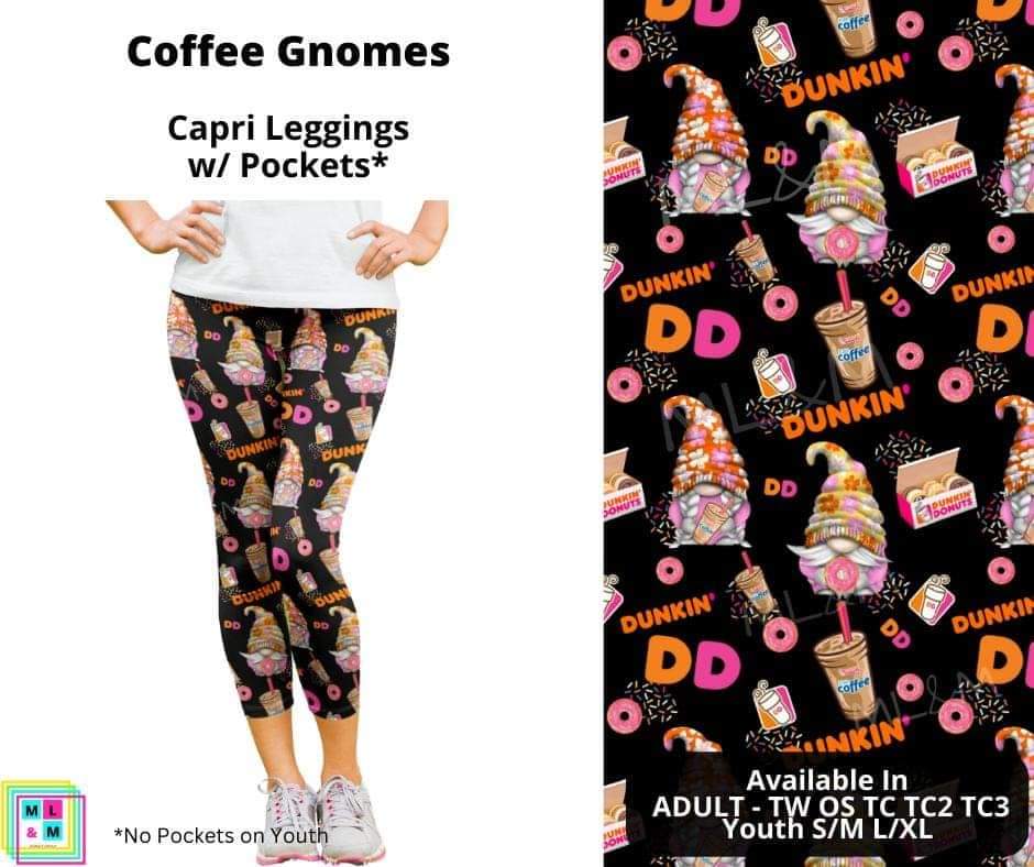 Coffee DD Gnomes Capri Length w/ Pockets