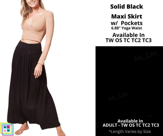 Solid Black Maxi Skirt - Alonna's Legging Land