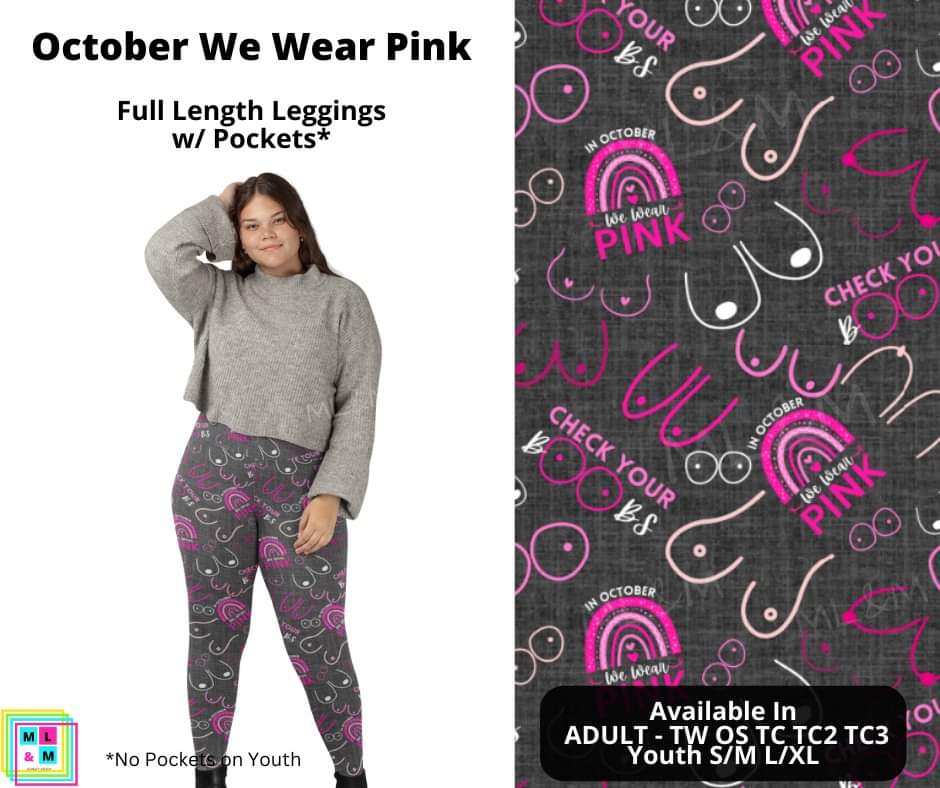 October We Wear Pink Full Length Leggings w/ Pockets - Alonna's Legging Land