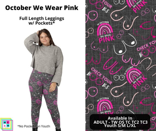 October We Wear Pink Full Length Leggings w/ Pockets