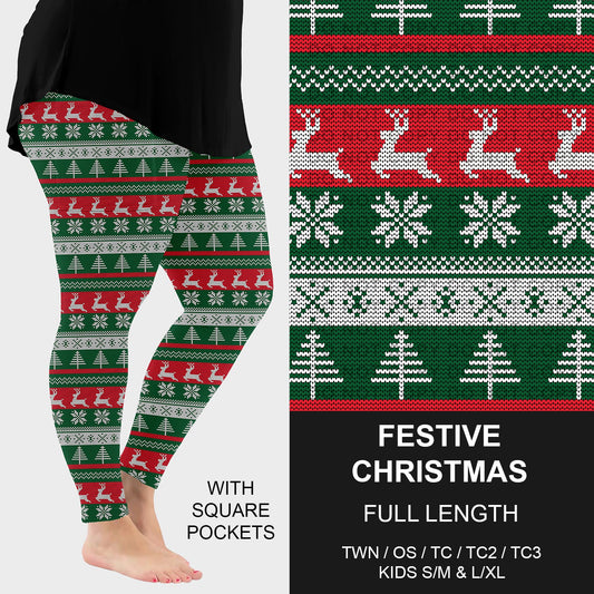 B255 - Preorder Festive Christmas Sweater Leggings w/ Pockets (Closes 10/12. ETA early Dec.)
