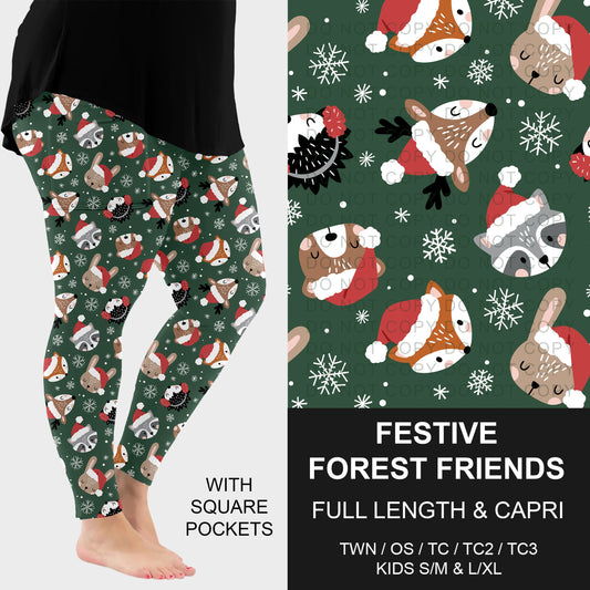 B303 - Preorder Festive Forest Friends Leggings w/ Pockets (Closes 7/26. ETA: early Oct.)