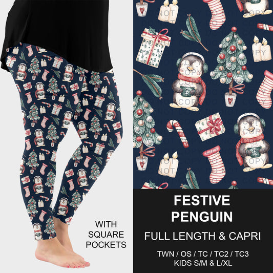 B303 - Preorder Festive Penguin Leggings w/ Pockets (Closes 7/26. ETA: early Oct.)