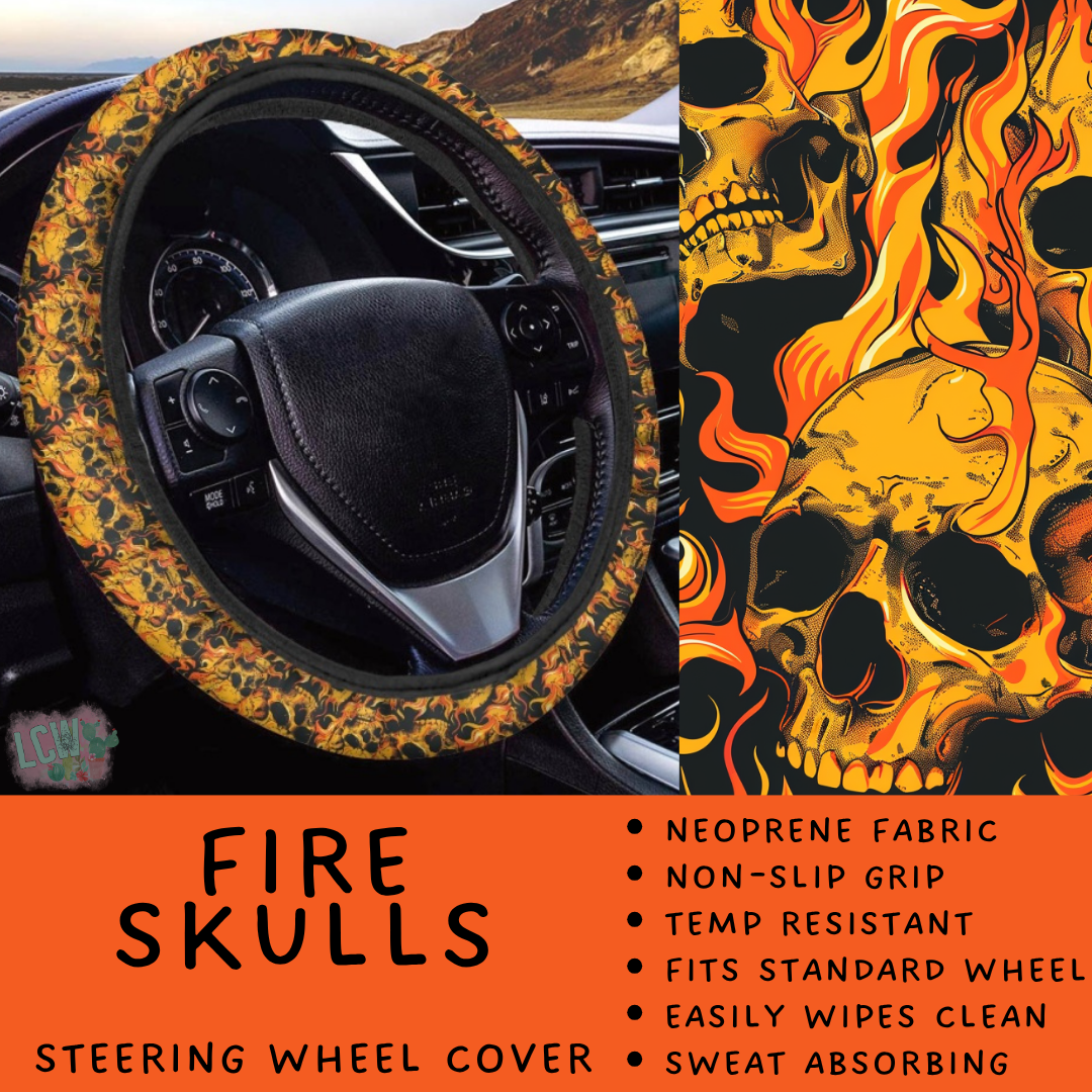 Batch #554 - Car Accessories 3 - Closes 7/10 - ETA early/mid Sept - Fire Skulls Steering Wheel Cover