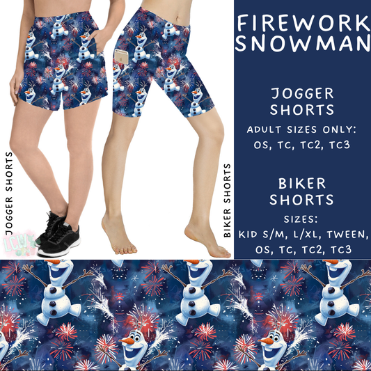 Batch #338 - Magical 4th of July - Closes 5/7 - ETA mid June - Firework Snowman Biker & Jogger Shorts
