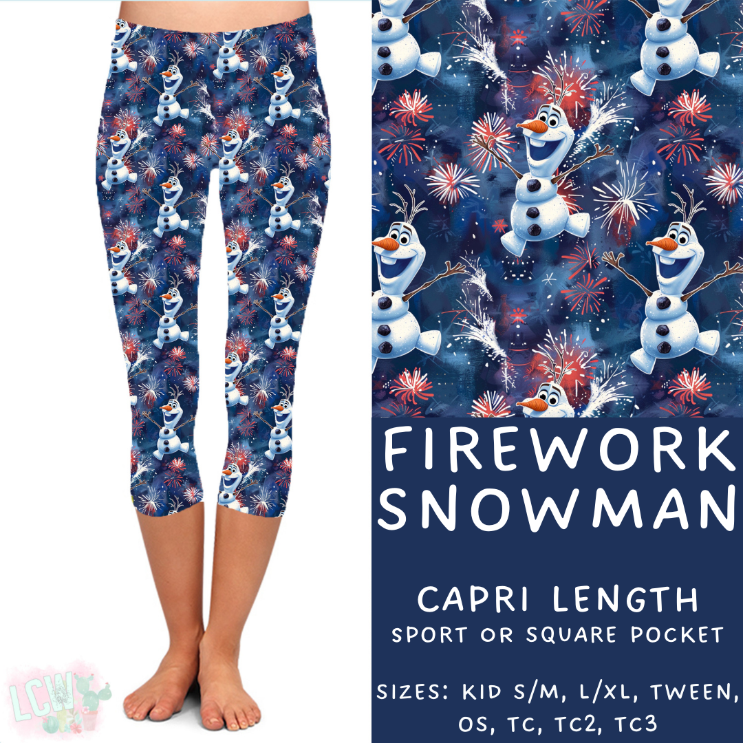 Batch #338 - Magical 4th of July - Closes 5/7 - ETA mid June - Firework Snowman Capri Length Leggings