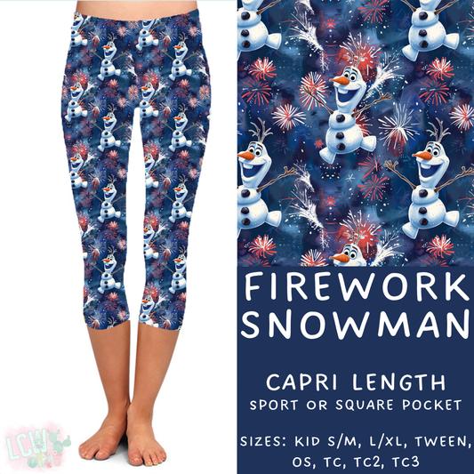 Batch #338 - Magical 4th of July - Closes 5/7 - ETA mid June - Firework Snowman Capri Length Leggings