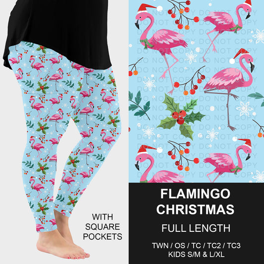 B253 - Preorder Flamingo Christmas Leggings w/ Pockets (Closes 9/28. ETA late Nov.)