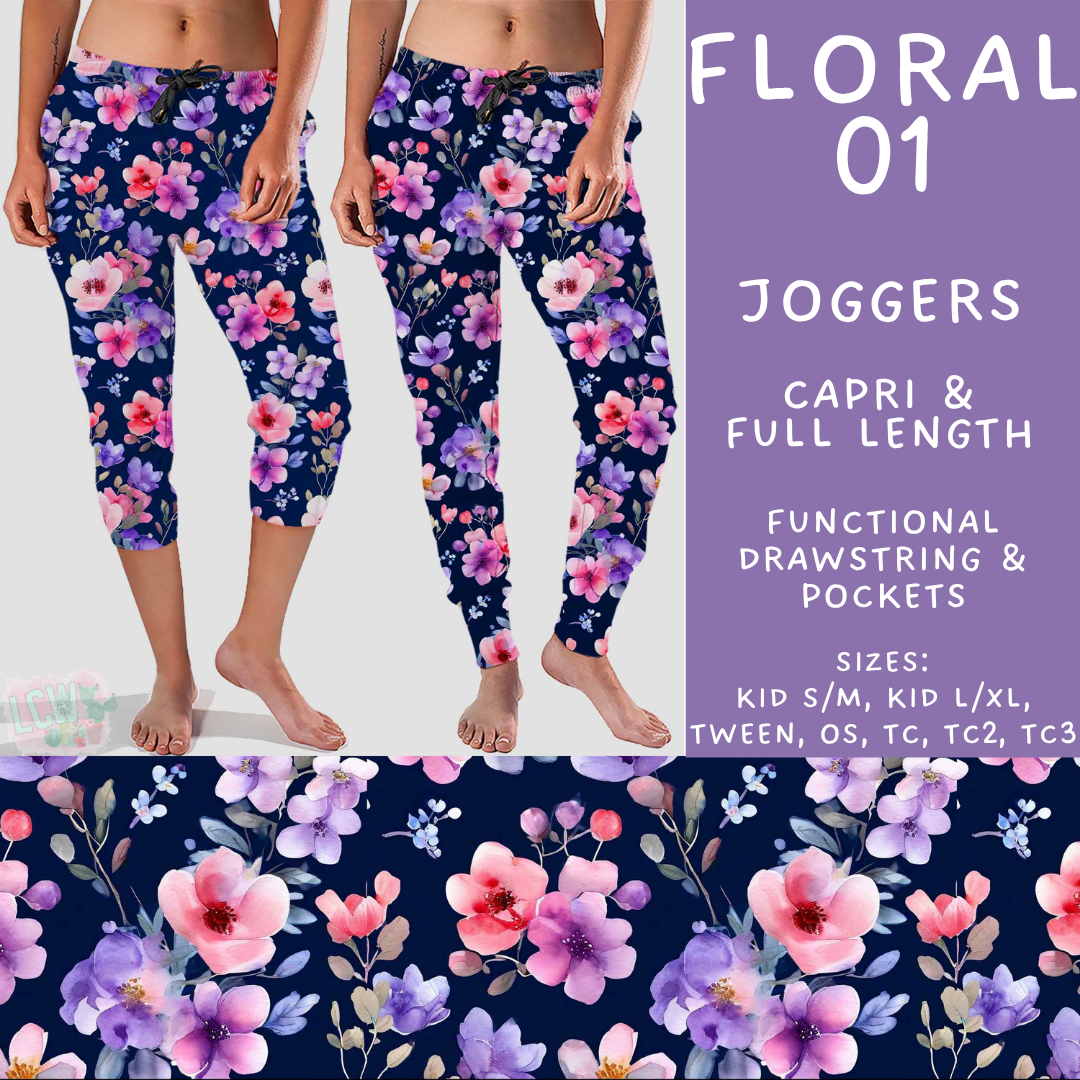 Batch #540 - May Flowers - Closes 6/8 - ETA early August - Floral 01 Full and Capri Length Joggers