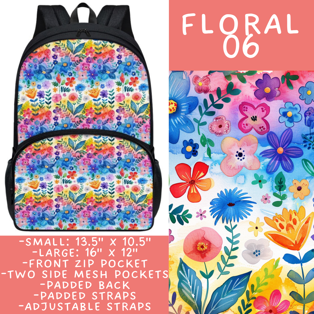 Batch #545 - Back to School 3 - Closes 6/19 - ETA early/mid August - Floral 06 Backpacks