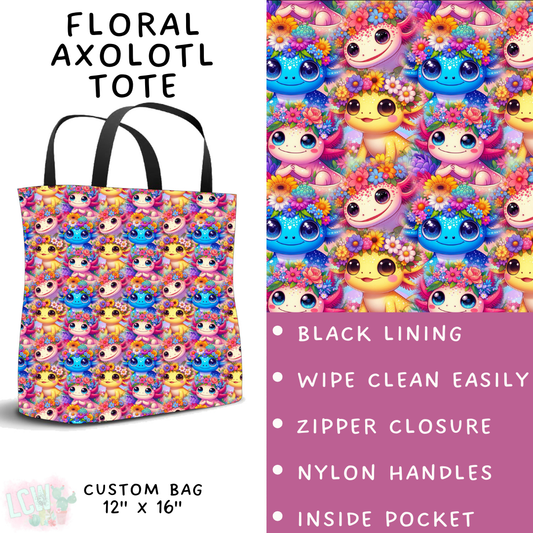 Batch #427 - August Request Run - Closes 10/9 - ETA late Nov - Floral Axolotl Tote