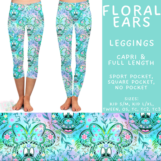 Batch #541 - Magical Faves 21 - Closes 6/10 - ETA mid August - Floral Ears Full and Capri Length Leggings