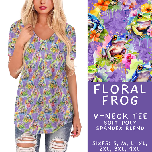 Batch #411 - July Request Run - Closes 9/11 - ETA late October - Floral Frog V-Neck Tee
