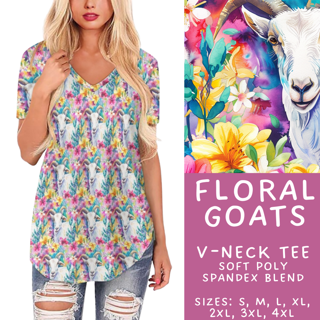 Batch #427 - August Request Run - Closes 10/9 - ETA late Nov - Floral Goats V-Neck Tee