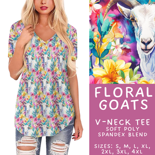 Batch #427 - August Request Run - Closes 10/9 - ETA late Nov - Floral Goats V-Neck Tee