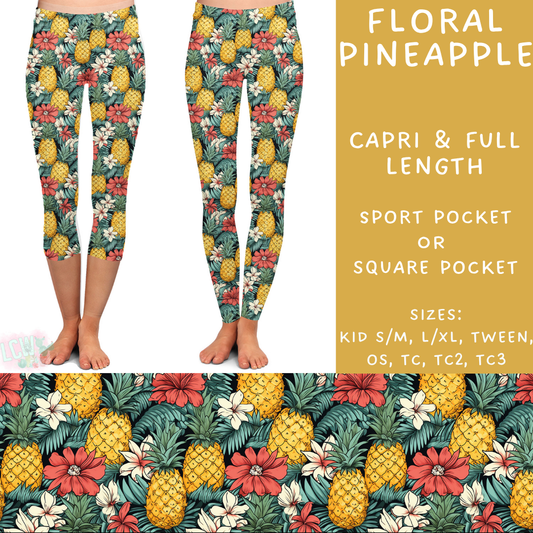 Batch #347 - Fun Run 11 - Closes 5/29 - ETA mid/late July - Floral Pineapple Full and Capri Length Leggings
