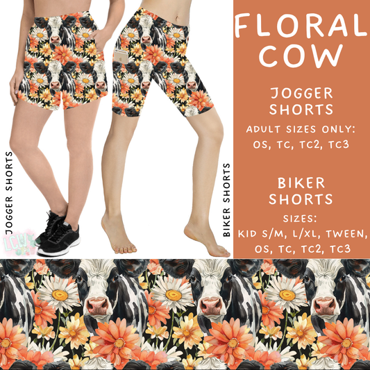 Batch #347 - Fun Run 11 - Closes 5/29 - ETA mid/late July - Floral Cow Biker & Jogger Shorts