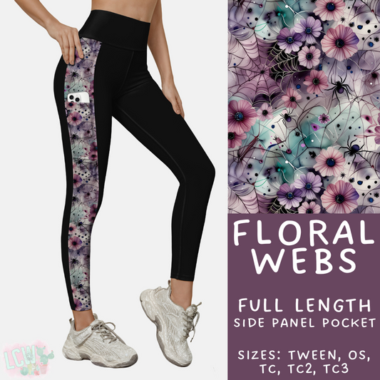 Ready to Ship - Floral Webs Side Panel Pocket Leggings - TC
