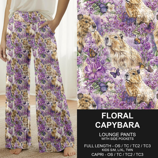 B274 - Preorder Floral Capybara Lounge Pants (Closes 2/22. ETA: late April) - Alonna's Legging Land