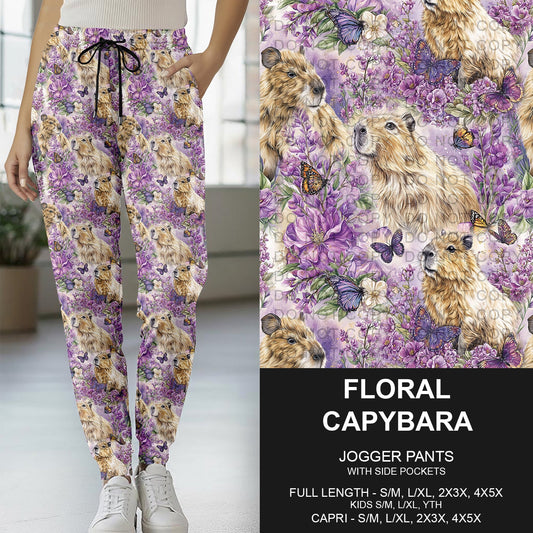 B274 - Preorder Floral Capybara Joggers (Closes 2/22. ETA: late April) - Alonna's Legging Land