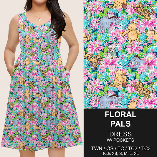 B275 - Preorder Floral Pals Sleeveless Pocket Dress (Closes 2/25. ETA: early May) - Alonna's Legging Land