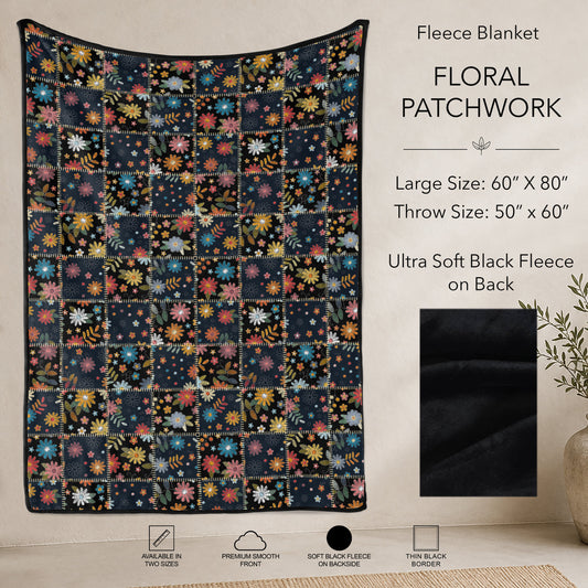 B304 - Pre-Order Floral Patchwork Fleece Blanket (Closes 7/31. ETA: early Oct)