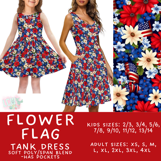 Batch #335 - RWB Tank Dresses - Closes 5/8 - ETA mid June - Flower Flag Women's & Girl's Tank Dress