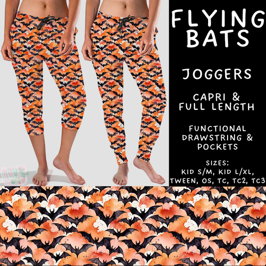 Batch #556 - Halloween 3 - Closes 7/15 - ETA mid Sept - Flying Bats Full and Capri Length Joggers