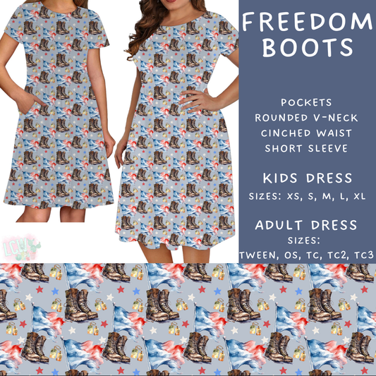 Batch #337 - USA Faves - Closes 5/7 - ETA mid June - Freedom Boots Adult & Kids Dresses