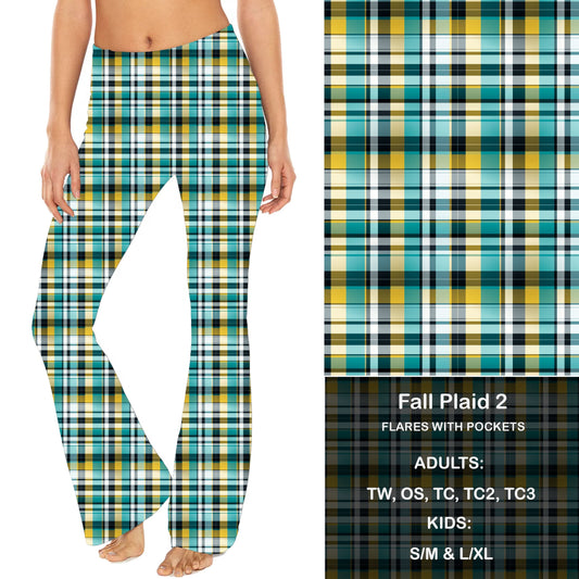 Fall Plaid 2 - Yoga Flares with Pockets - Alonna's Legging Land