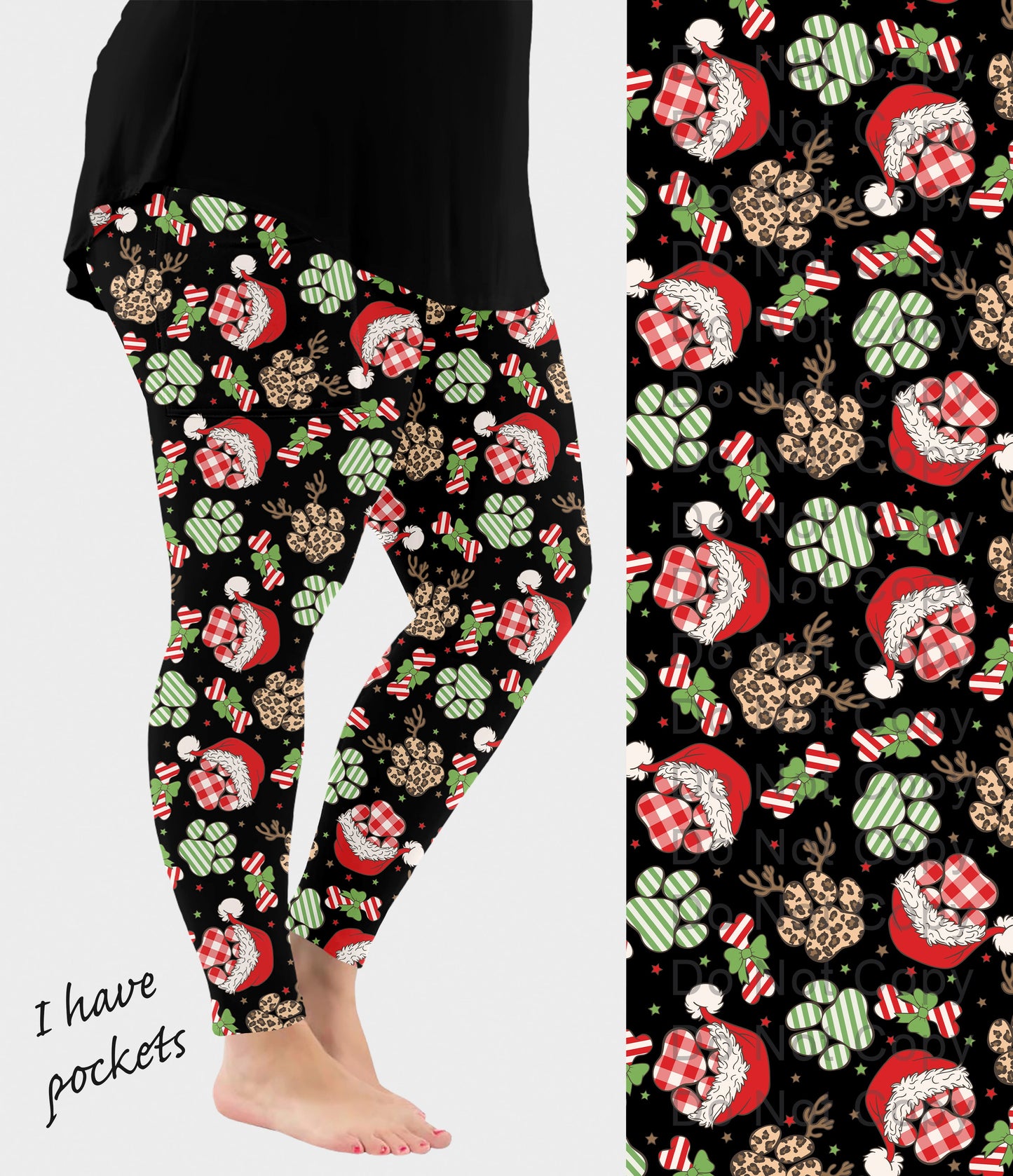 RTS - Festive Paws Leggings w/ Pockets
