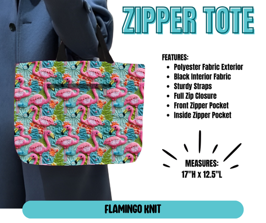 Preorder! Closes 5/21. ETA August. Flamingo Knit Zipper Tote