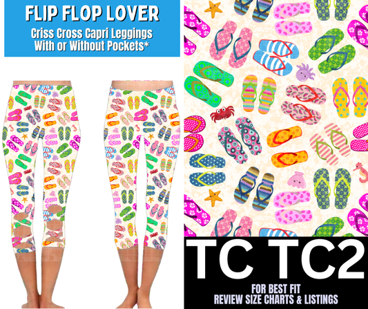 Flip Flop Lover Criss Cross Capri w/ Pockets
