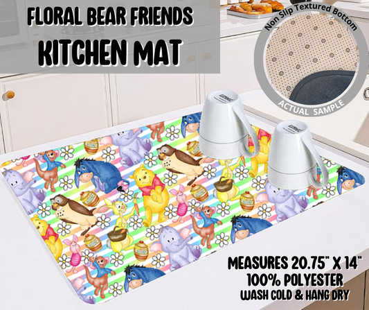 Preorder! Closes 5/22. ETA August. Floral Bear Friends Kitchen Mat