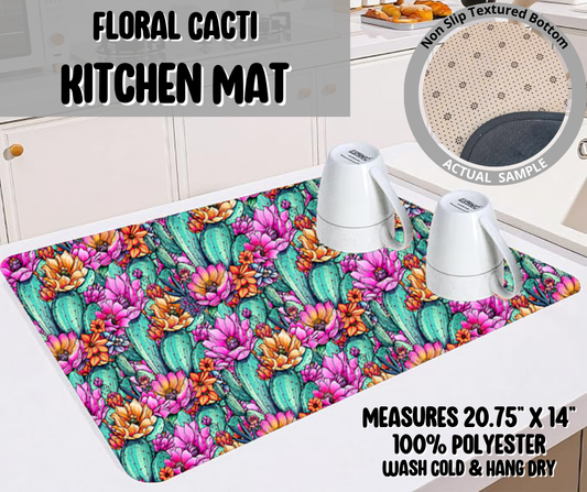 Preorder! Closes 5/22. ETA August. Floral Cacti Kitchen Mat