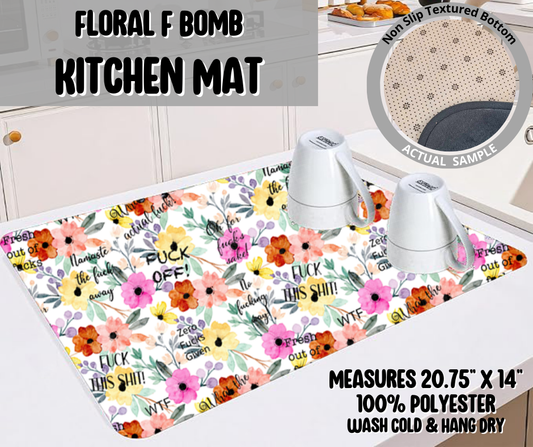 Preorder! Closes 5/22. ETA August. Floral F Bomb Kitchen Mat