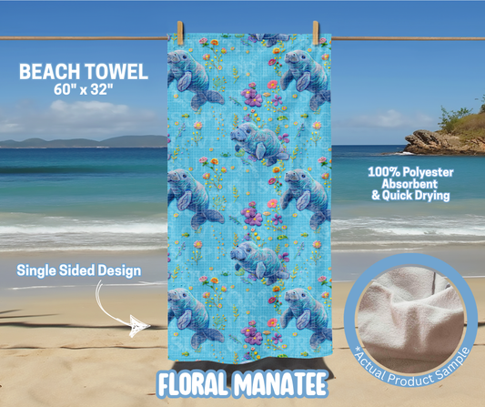 Preorder! Closes 5/15. ETA August. Floral Manatee Towel