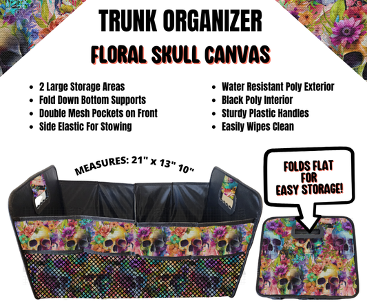 Floral Skull Canvas Trunk Organizer
