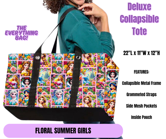 Preorder! Closes 5/19. ETA August. Floral Summer Girls Collapsible Tote