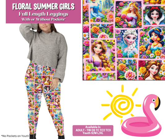 Preorder! Closes 5/6. ETA August. Floral Summer Girls Full Length Leggings w/wo Pockets