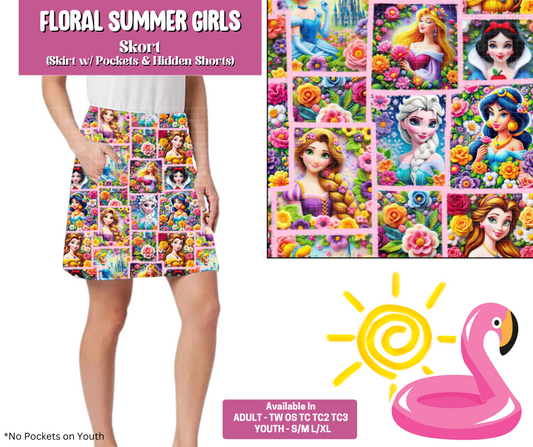 Preorder! Closes 5/6. ETA August. Floral Summer Girls Skort