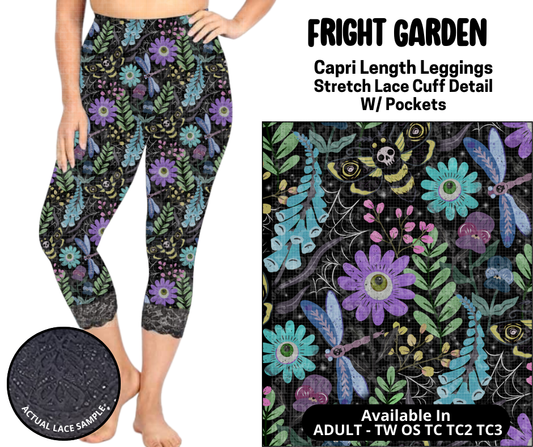 Preorder! Closes 5/12. ETA August. Fright Garden Lace Cuff Capris w/ Pockets