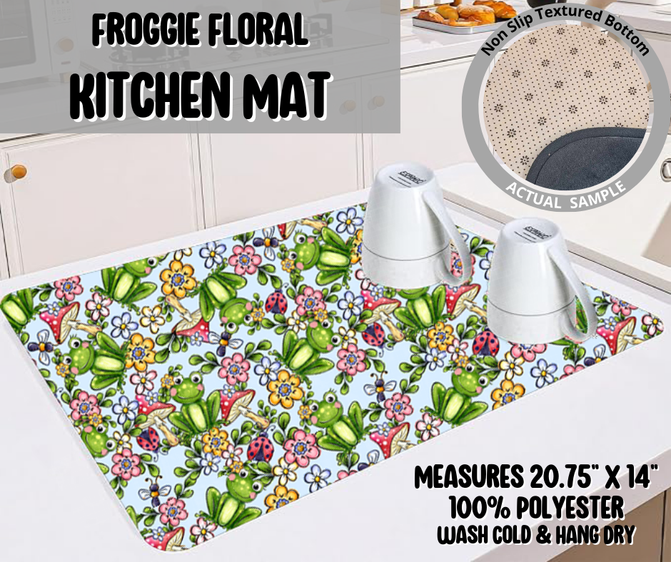 Preorder! Closes 5/22. ETA August. Froggie Floral Kitchen Mat