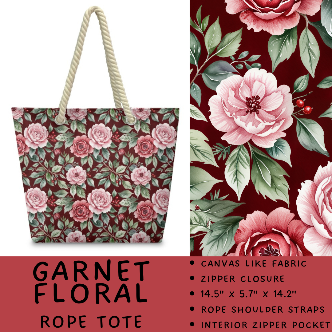 Batch #447 - The Rope Tote - Closes 11/13 - ETA late Dec - Garnet Floral Rope Tote