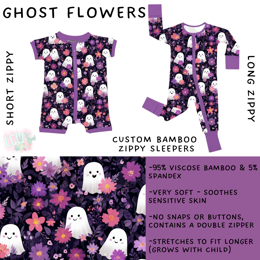 Ready to Ship - Ghost Flowers Long Zippy Sleeper - 2T & 4T