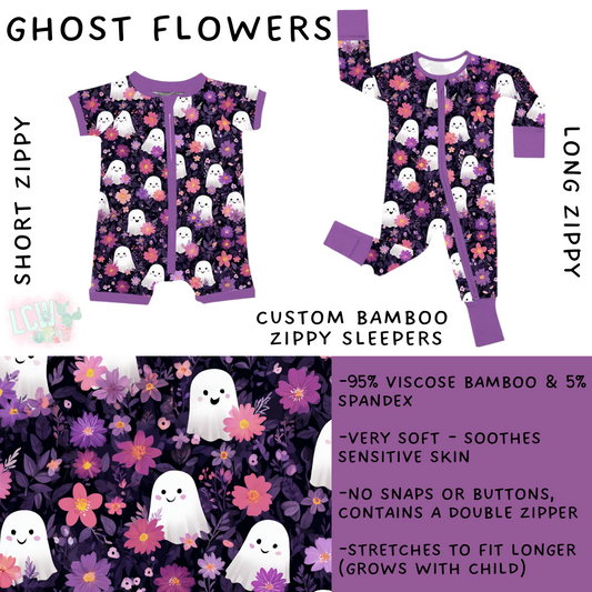 Ready to Ship - Ghost Flowers Long Zippy Sleeper - 2T & 4T